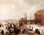 A Scene On The Ice Near A Town - 亨德里克·艾弗坎普